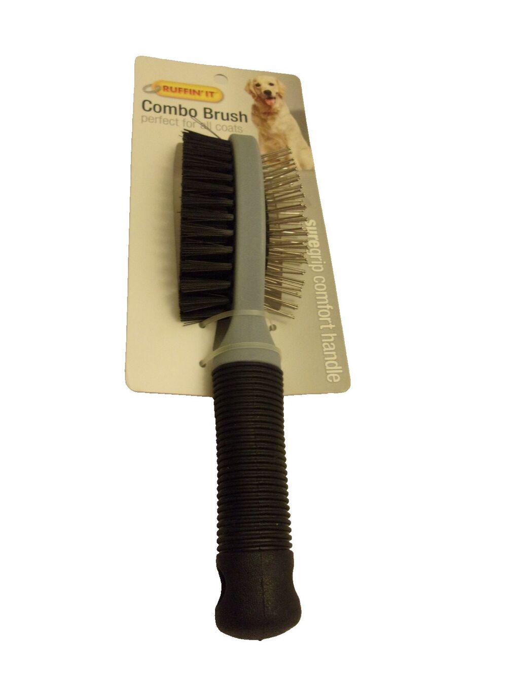 Combo Pet Brush Ruffin It Pin Brush Bristle Brush Sure Grip Handle New Dog Cat